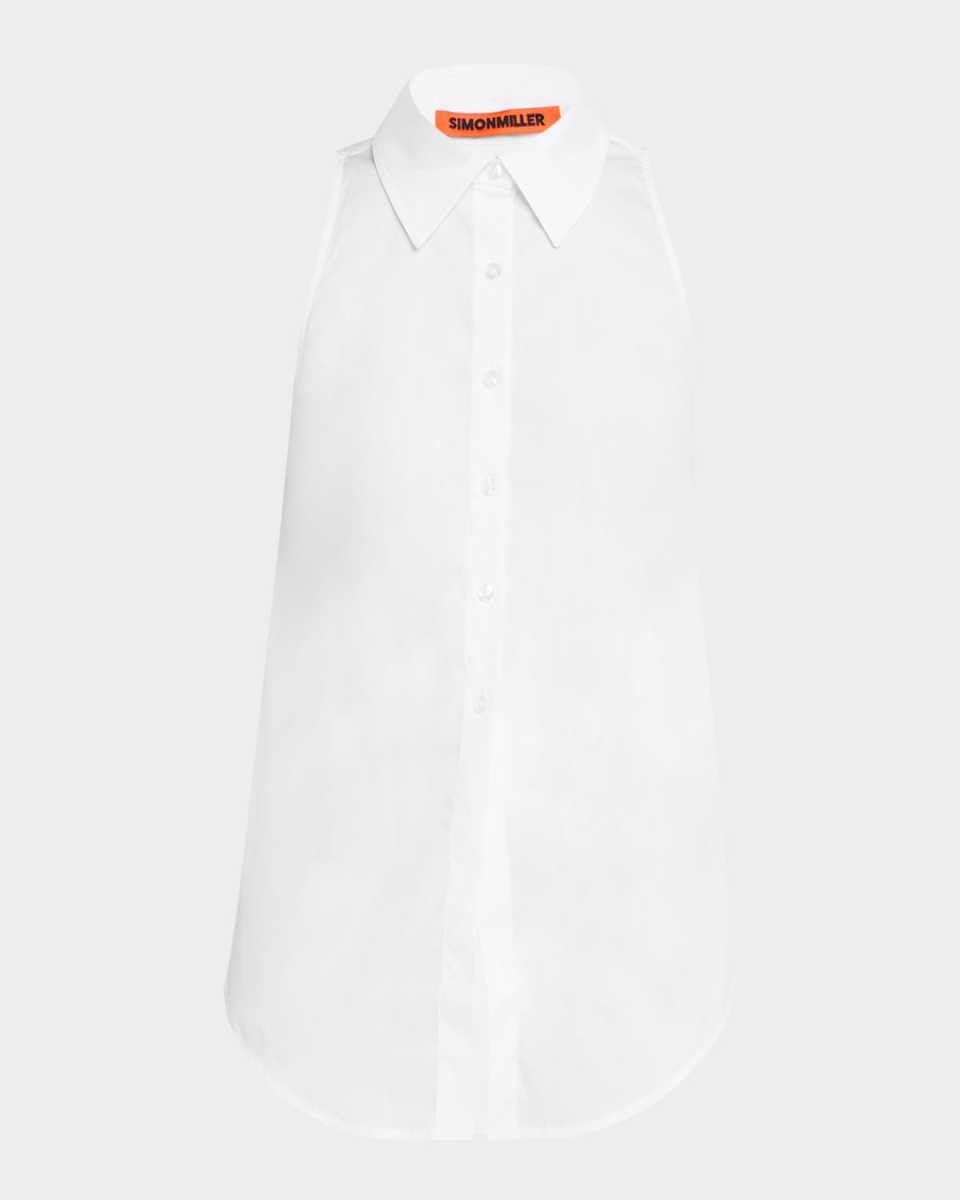 Loch Sleeveless Poplin Button-Front Shirt